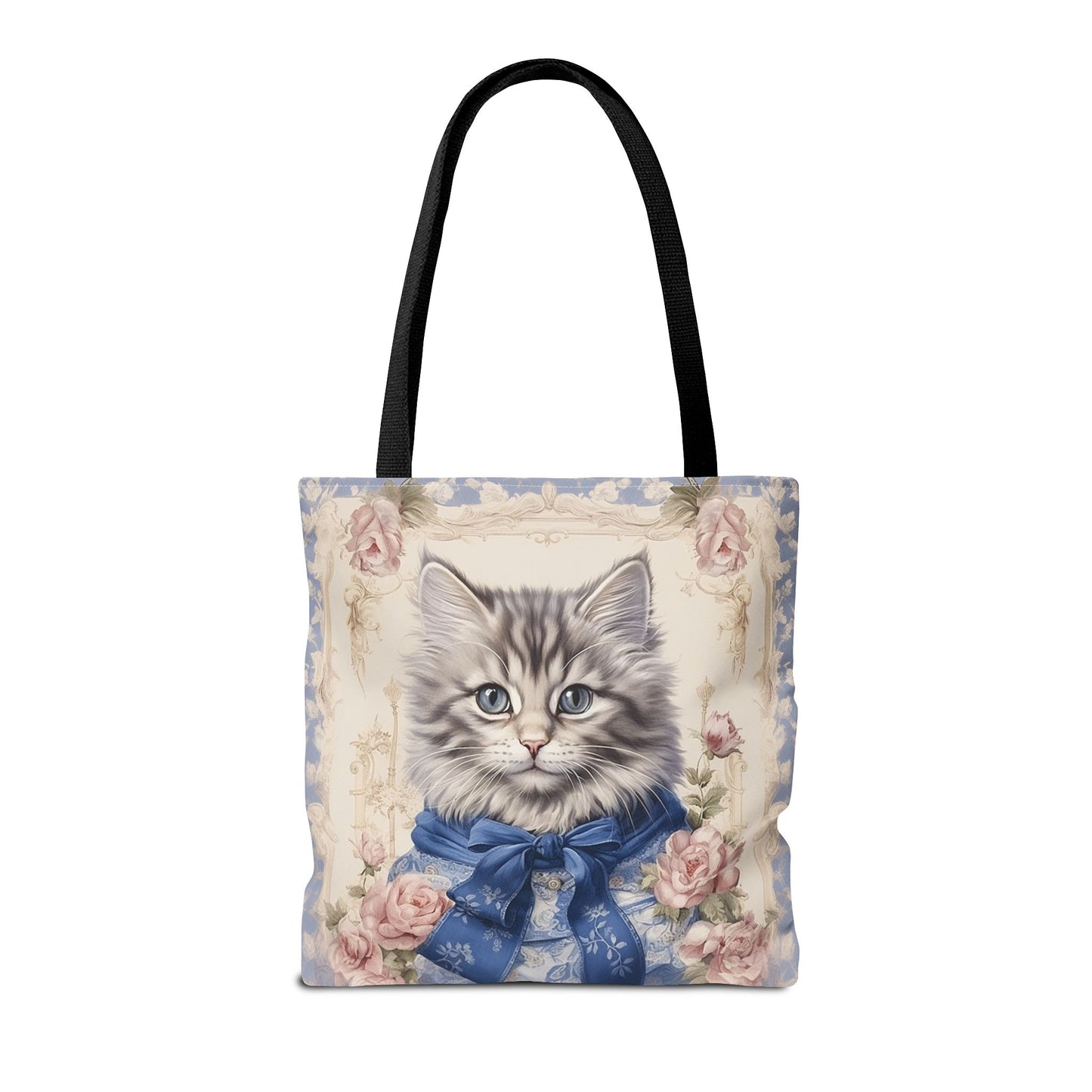 Charming Tabby Cat Tote Bag, Floral Vintage Design for Cat Lovers