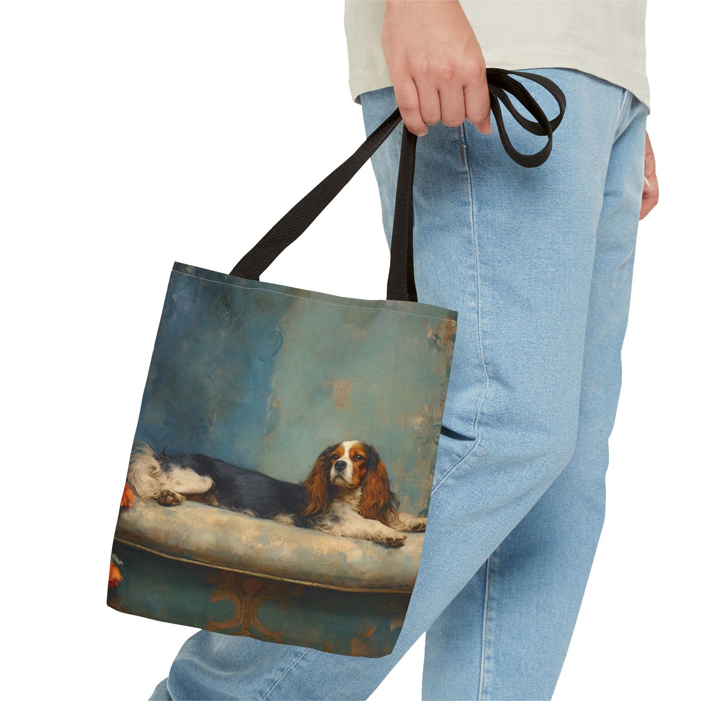 Regal Cavalier King Charles Spaniel Tote Bag, Classic Art Style Canvas