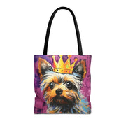 Regal Yorkie Crown Art Tote Bag – Vibrant Dog Lover Gift