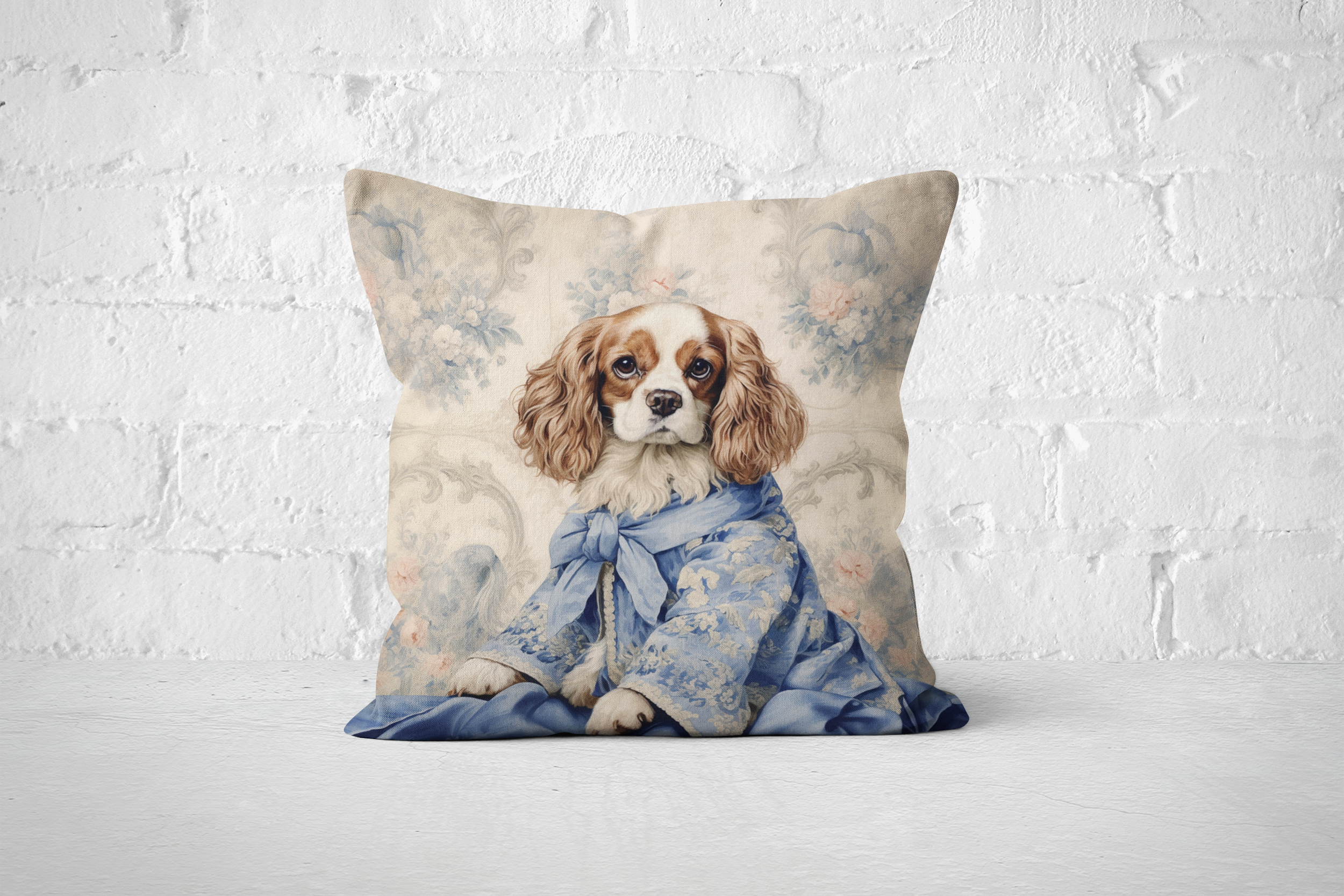 The Blue Belle Cavi Throw Pillow | Cavalier King Charles Spaniel Cushion - Darwin & Rose