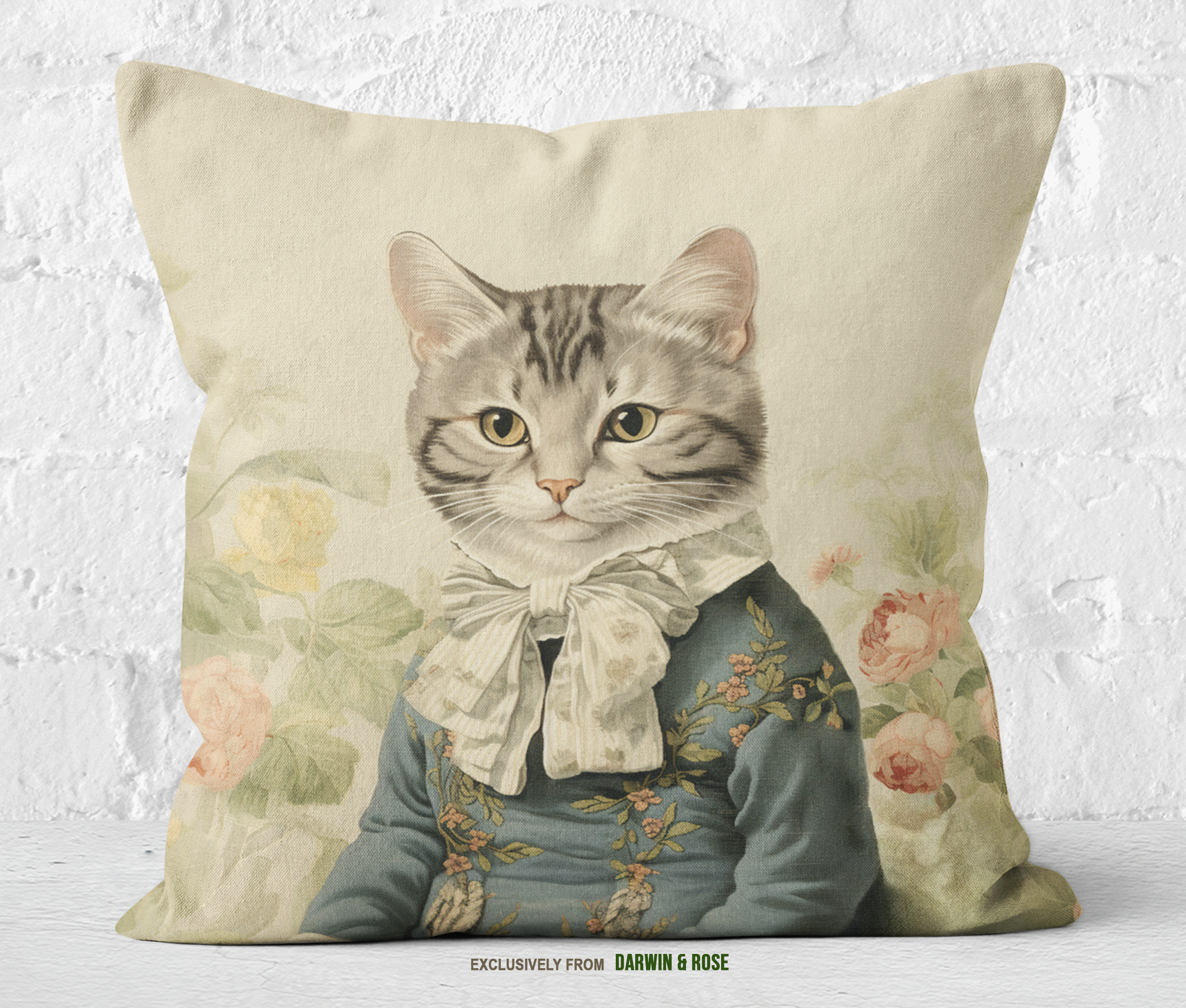 Victorian Elegance: American Shorthair Cat Throw Pillow for Cat Lovers