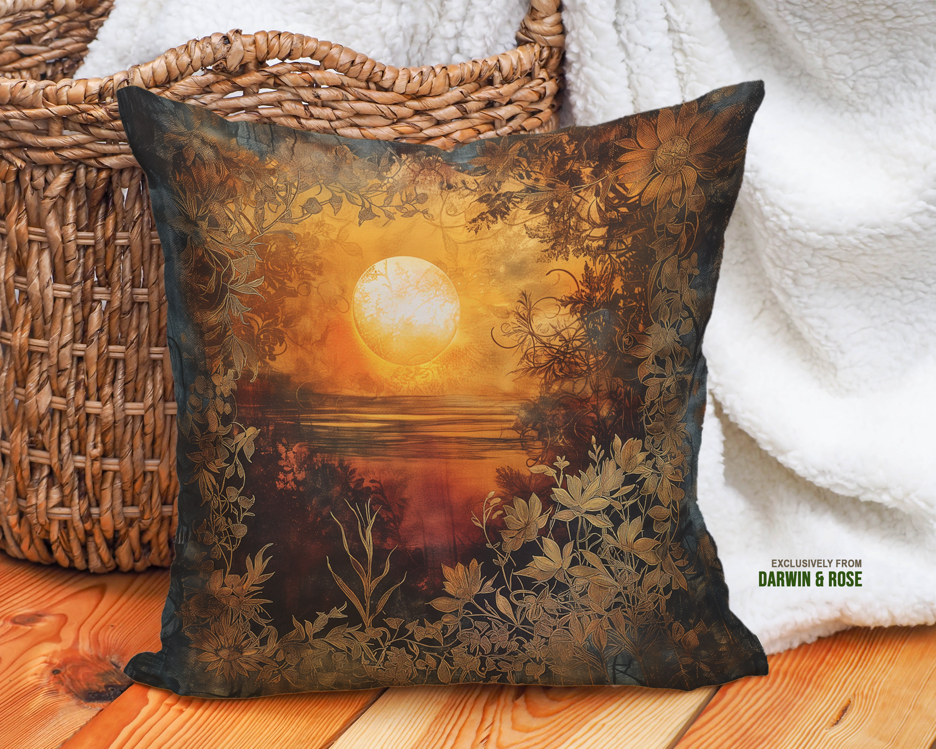 Golden Sunset Boho Luxe Throw Pillow