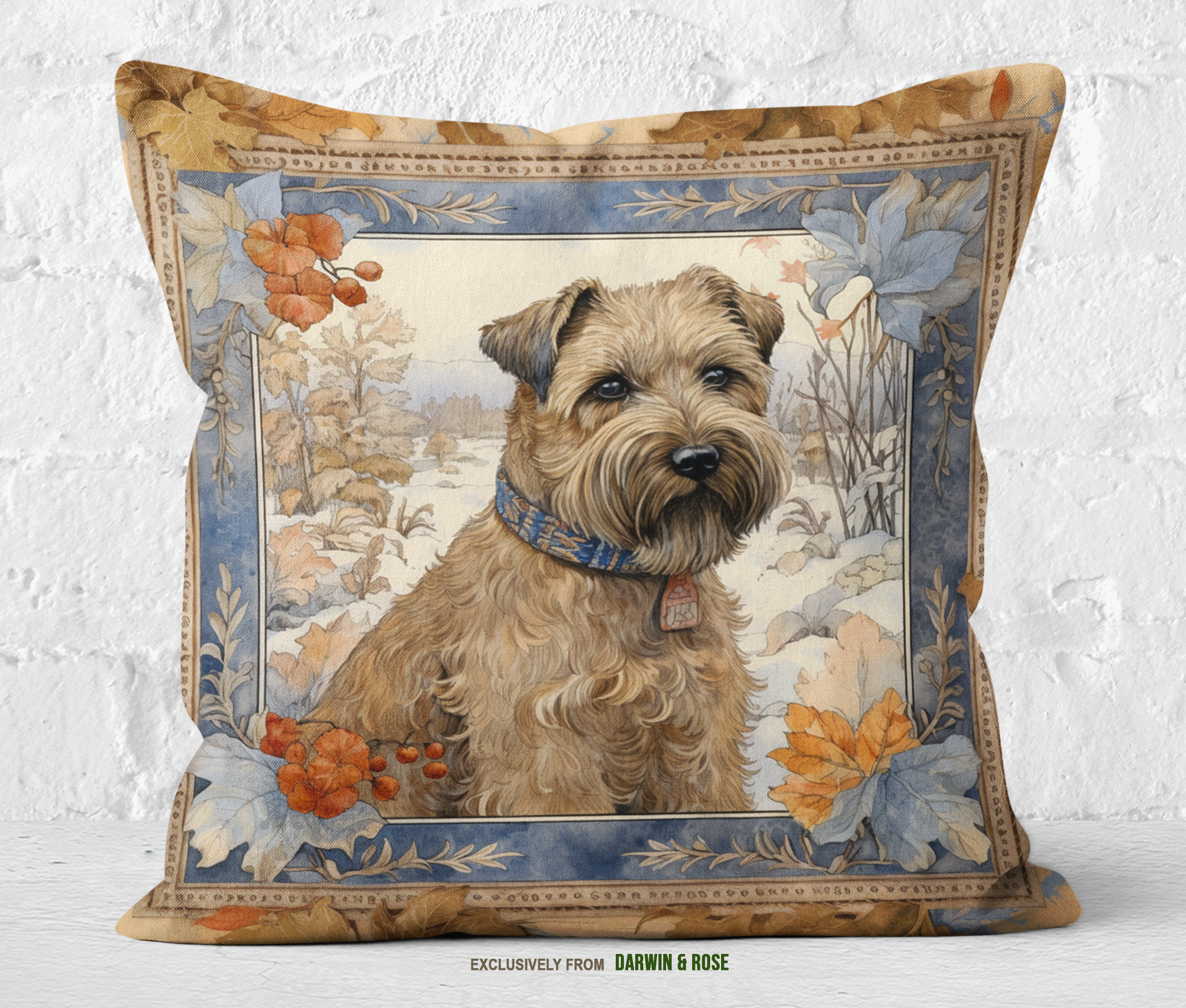 Wheaten Terrier Autumn Charm - Farmhouse Throw Pillow
