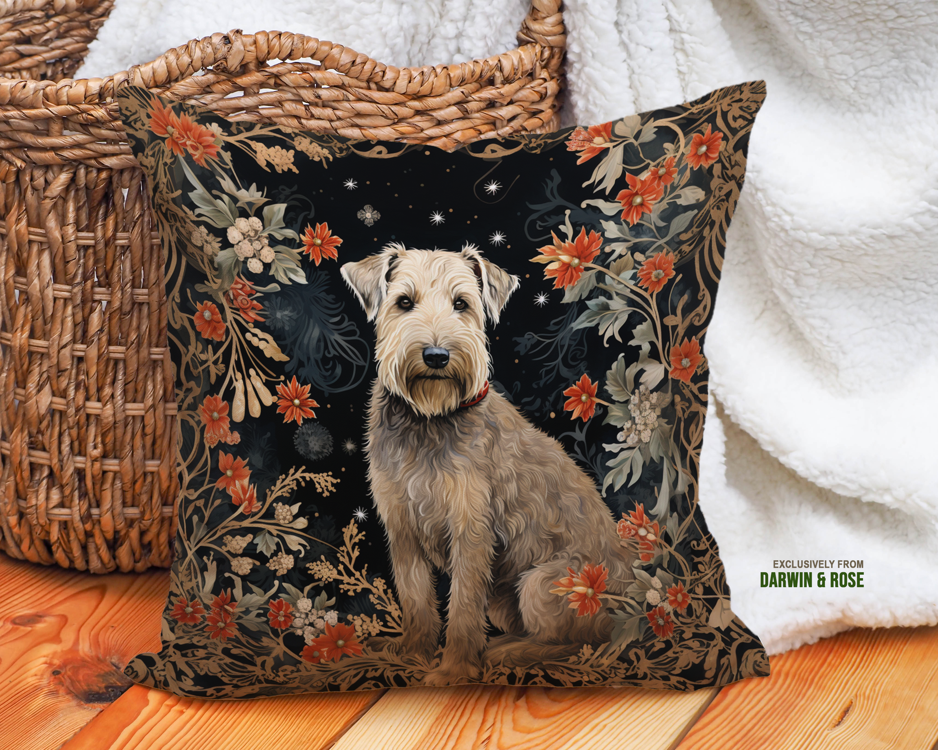 Rustic Autumn Wheaten Terrier Throw Pillow – Farmhouse Charm