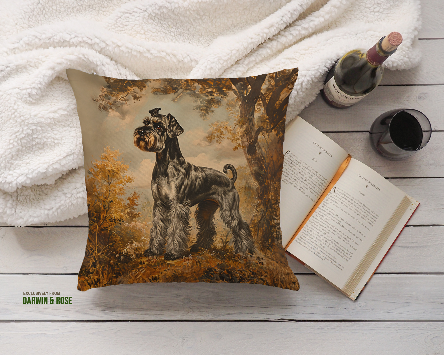Miniature Schnauzer Autumn Elegance Throw Pillow