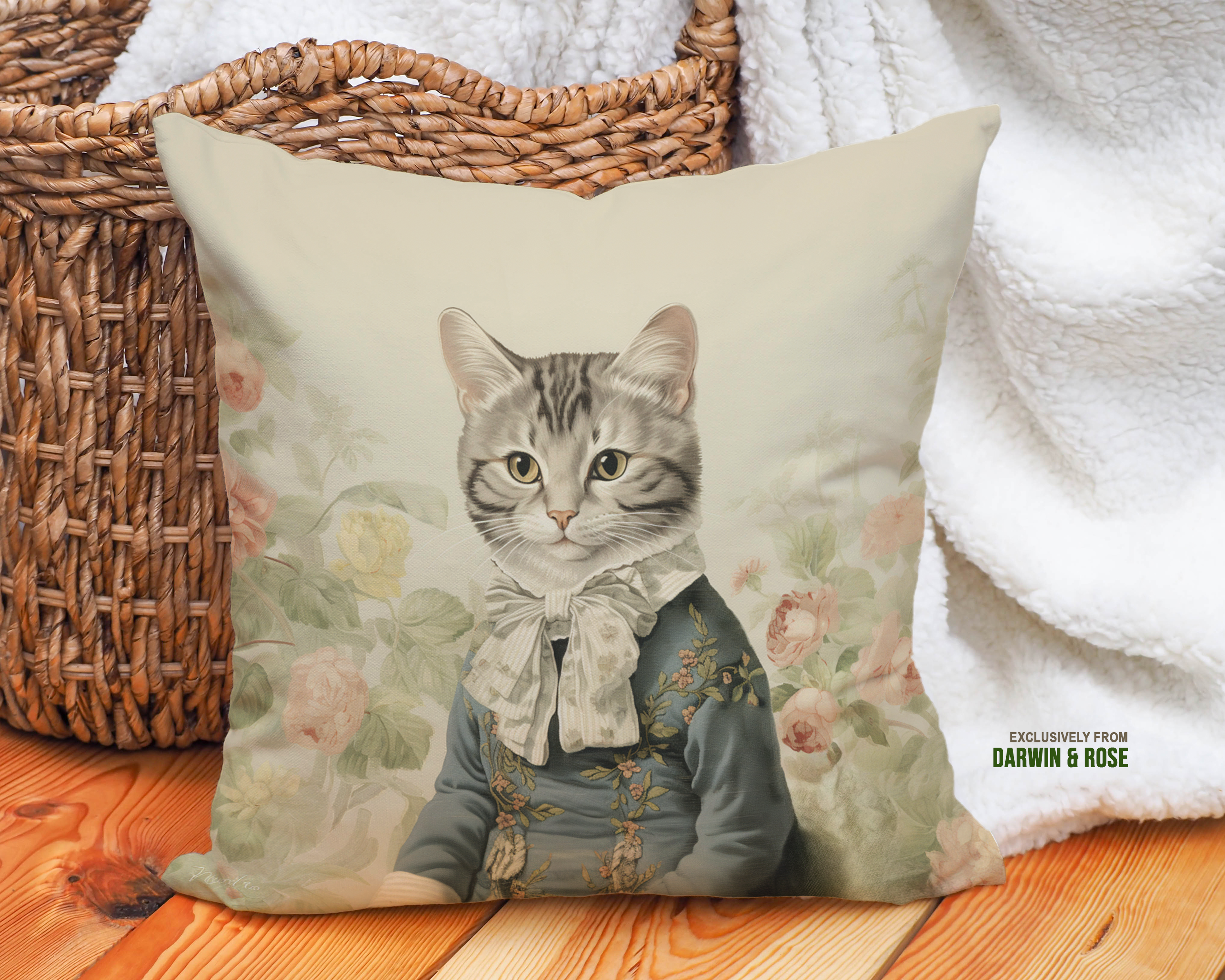 Victorian Elegance: American Shorthair Cat Throw Pillow for Cat Lovers