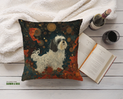 Starry Night Lhasa Apso Boho Throw Pillow – Whimsical Canine Home Décor