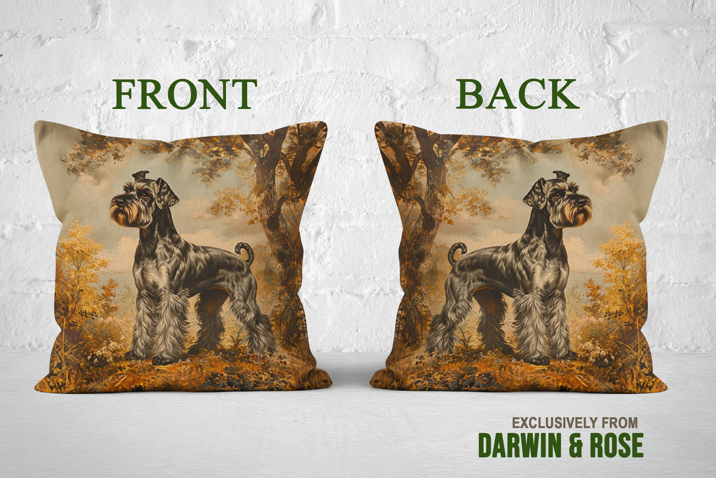 Miniature Schnauzer Autumn Elegance Throw Pillow
