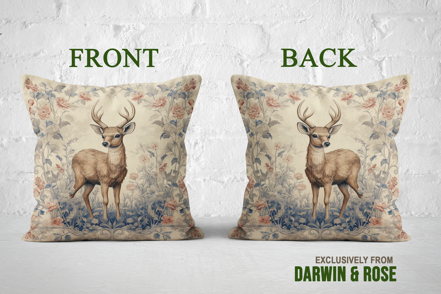 Elegant Woodland Deer Throw Pillow – Vintage Farmhouse Style