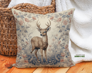 Elegant Woodland Deer Throw Pillow – Vintage Farmhouse Style