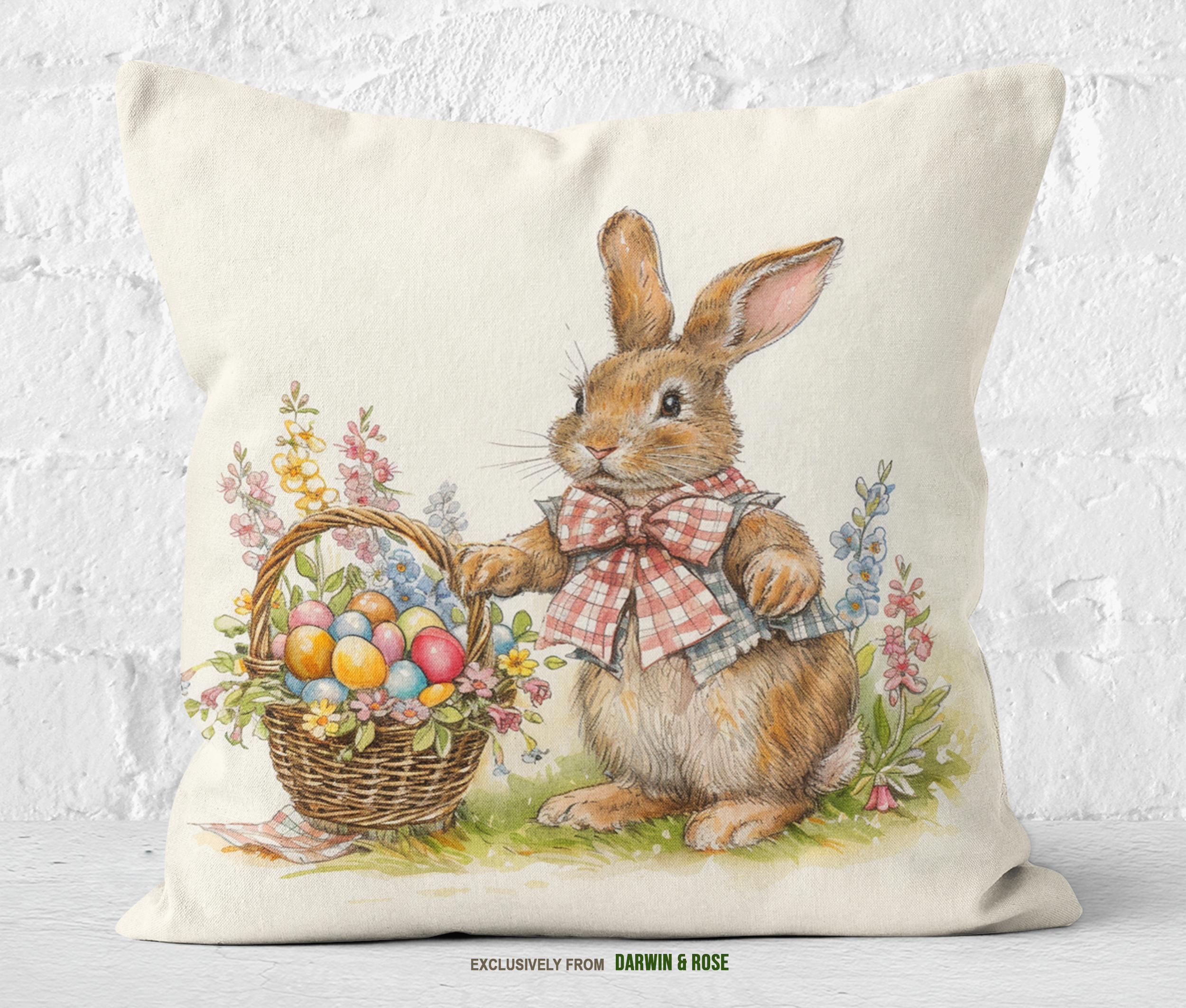 Easter Bunny Rustic Charm Throw Pillow – Vintage Spring Home Décor