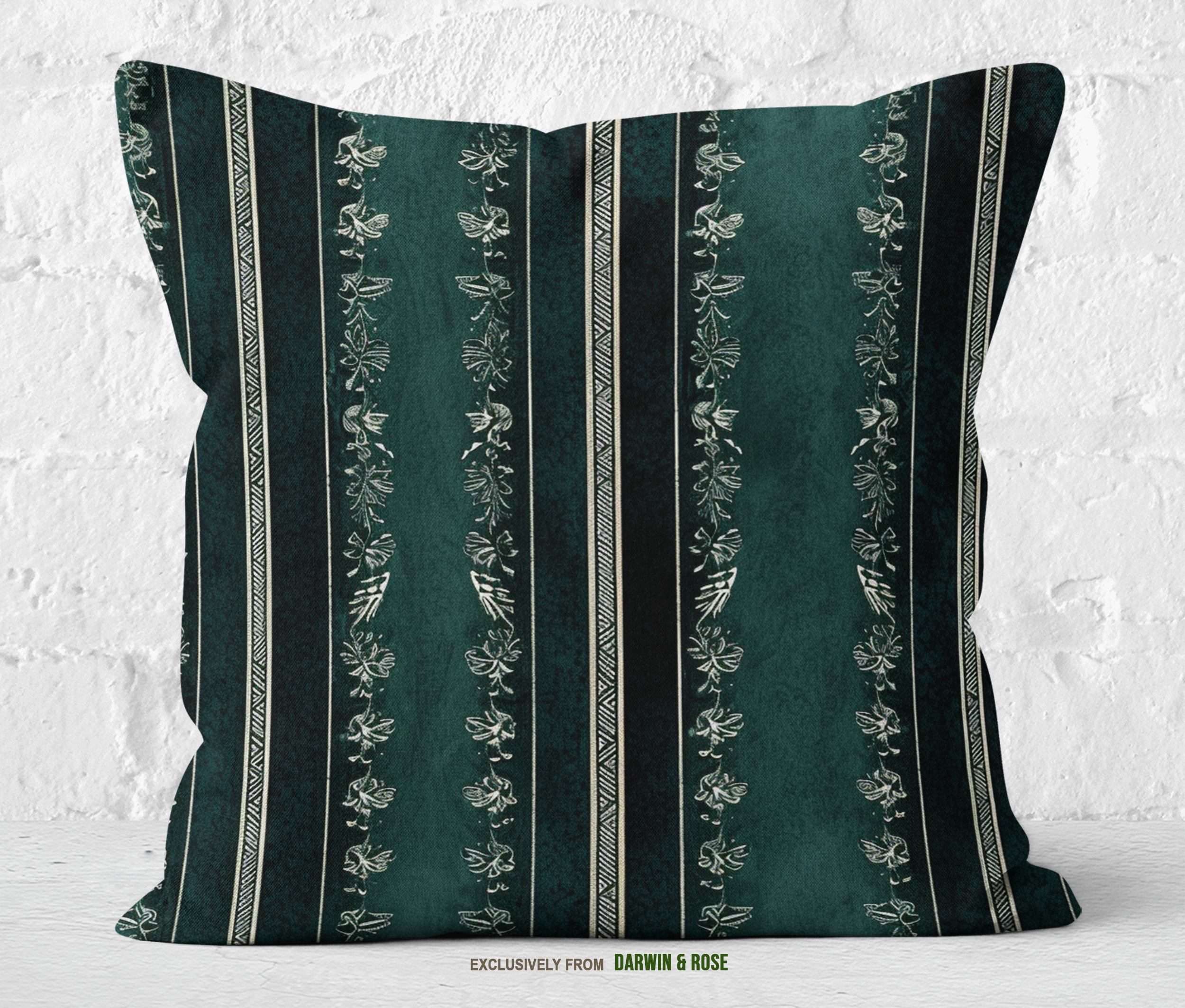 Elegant Evergreen Striped Throw Pillow - Modern Holiday Accent Home Décor